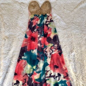 Floor length watercolor printed dress